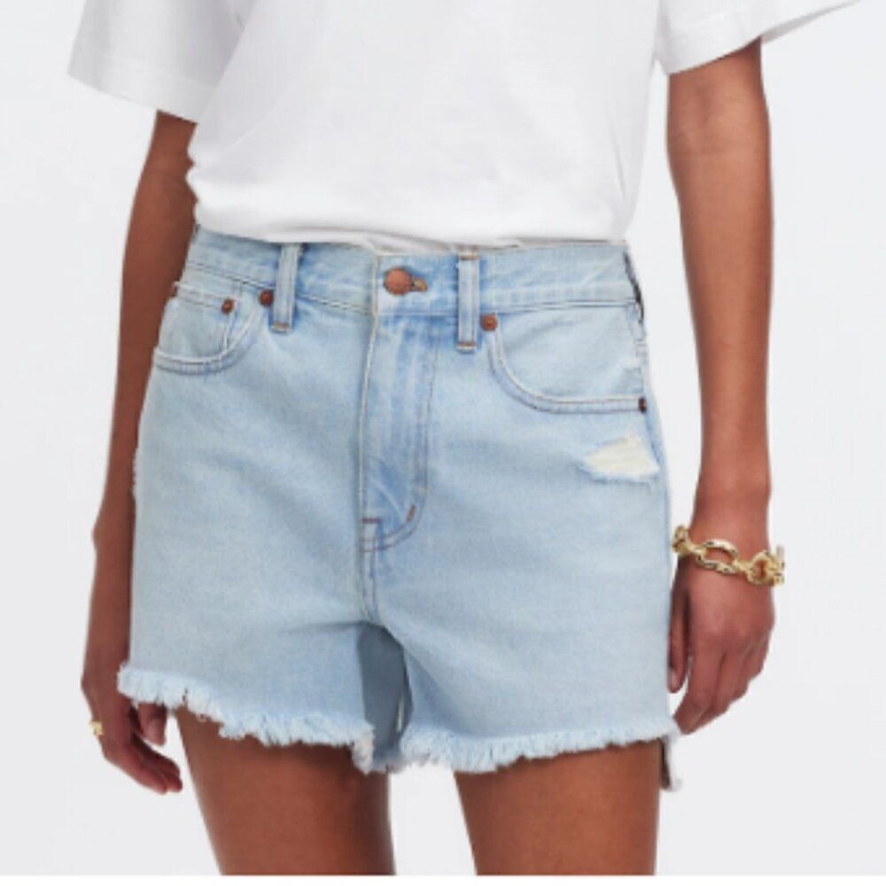 Madewell Relaxed Mid-Length Denim Shorts in Wengler Wash: Step-Hem NWOT size 33